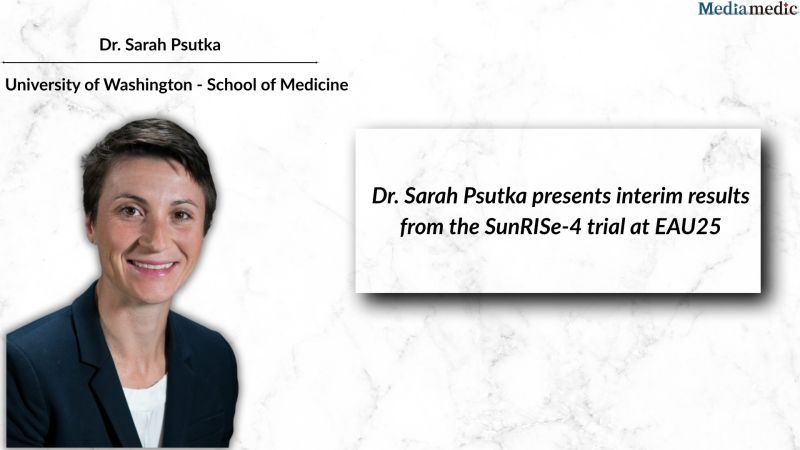 Dr. Sarah Psutka MD MSc presents interim results from the SunRISe-4 trial at EAU25